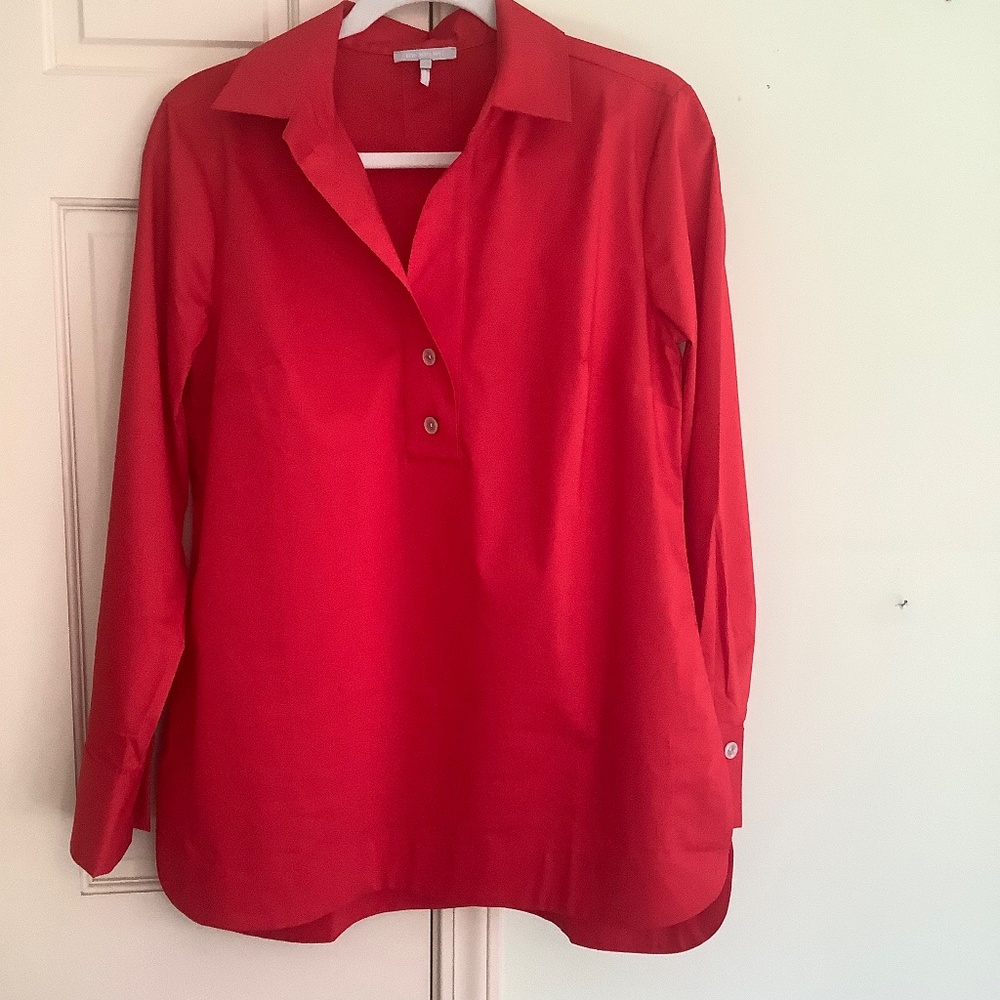 Hinson Wu Aileen red cotton blend  long sleeve tunic size 8